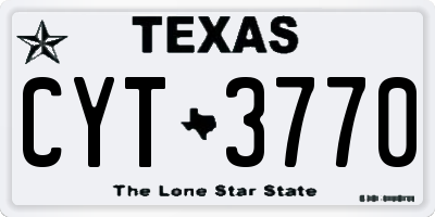 TX license plate CYT3770
