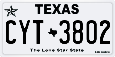 TX license plate CYT3802