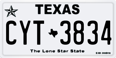 TX license plate CYT3834
