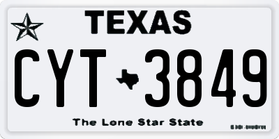 TX license plate CYT3849