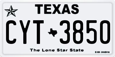 TX license plate CYT3850