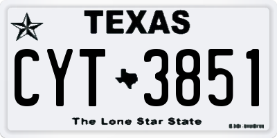 TX license plate CYT3851