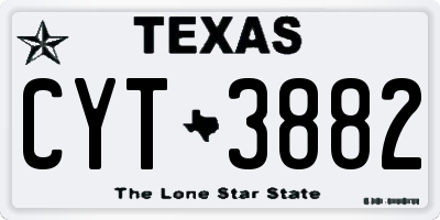 TX license plate CYT3882