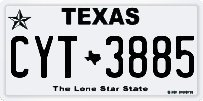 TX license plate CYT3885