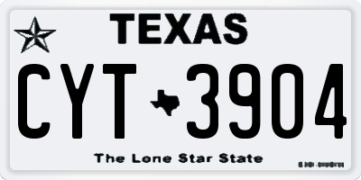 TX license plate CYT3904