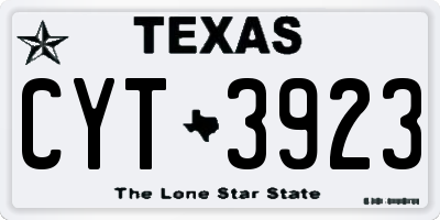 TX license plate CYT3923