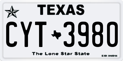 TX license plate CYT3980