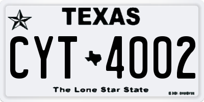 TX license plate CYT4002