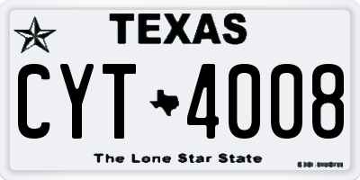 TX license plate CYT4008