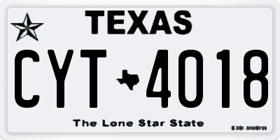 TX license plate CYT4018