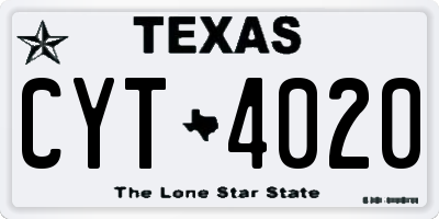 TX license plate CYT4020