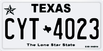 TX license plate CYT4023
