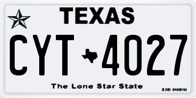 TX license plate CYT4027