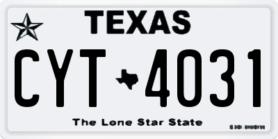 TX license plate CYT4031