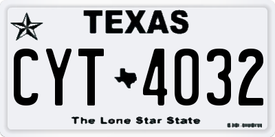 TX license plate CYT4032