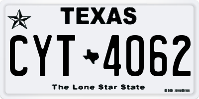 TX license plate CYT4062