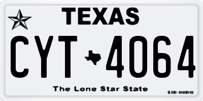 TX license plate CYT4064