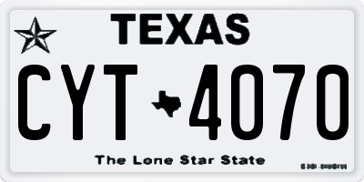 TX license plate CYT4070
