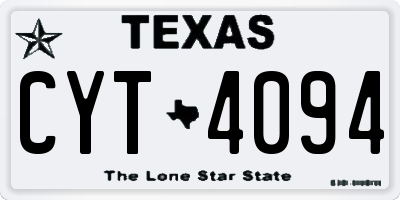 TX license plate CYT4094