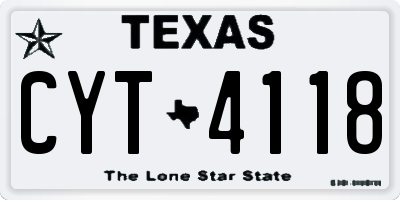 TX license plate CYT4118