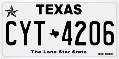 TX license plate CYT4206