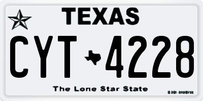 TX license plate CYT4228