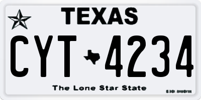 TX license plate CYT4234