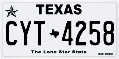TX license plate CYT4258