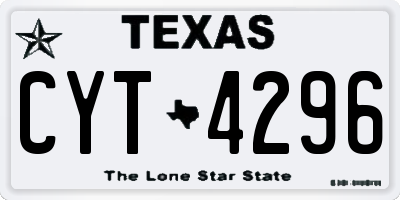 TX license plate CYT4296