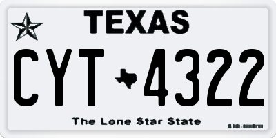 TX license plate CYT4322