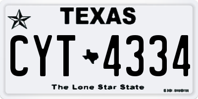 TX license plate CYT4334