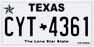 TX license plate CYT4361