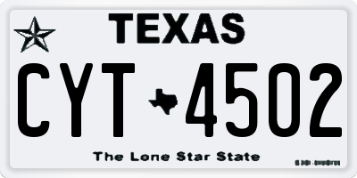 TX license plate CYT4502