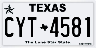 TX license plate CYT4581