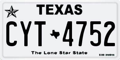 TX license plate CYT4752