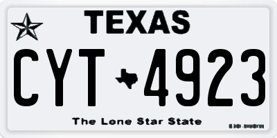 TX license plate CYT4923