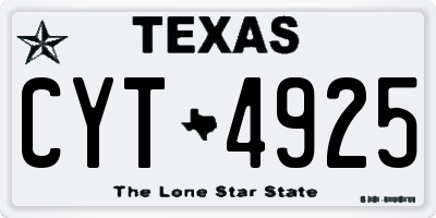 TX license plate CYT4925