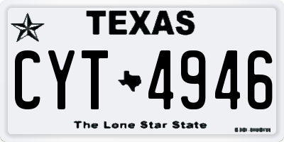 TX license plate CYT4946