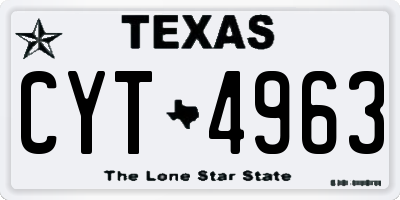 TX license plate CYT4963