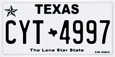 TX license plate CYT4997