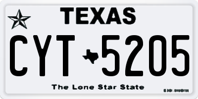 TX license plate CYT5205