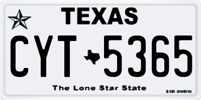 TX license plate CYT5365