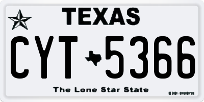 TX license plate CYT5366
