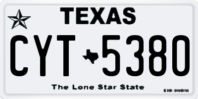 TX license plate CYT5380