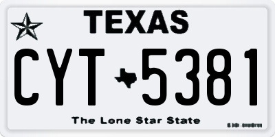 TX license plate CYT5381