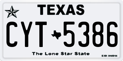 TX license plate CYT5386