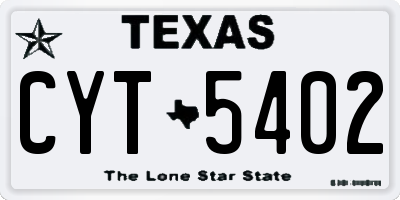 TX license plate CYT5402
