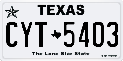 TX license plate CYT5403