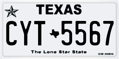 TX license plate CYT5567