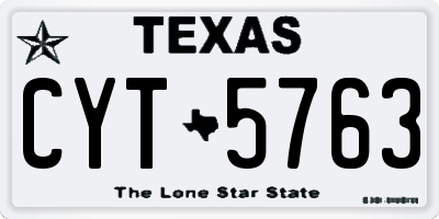 TX license plate CYT5763